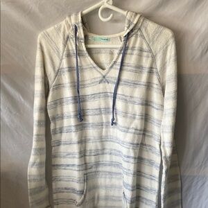 Maurices Blue and White Knit Hoodie